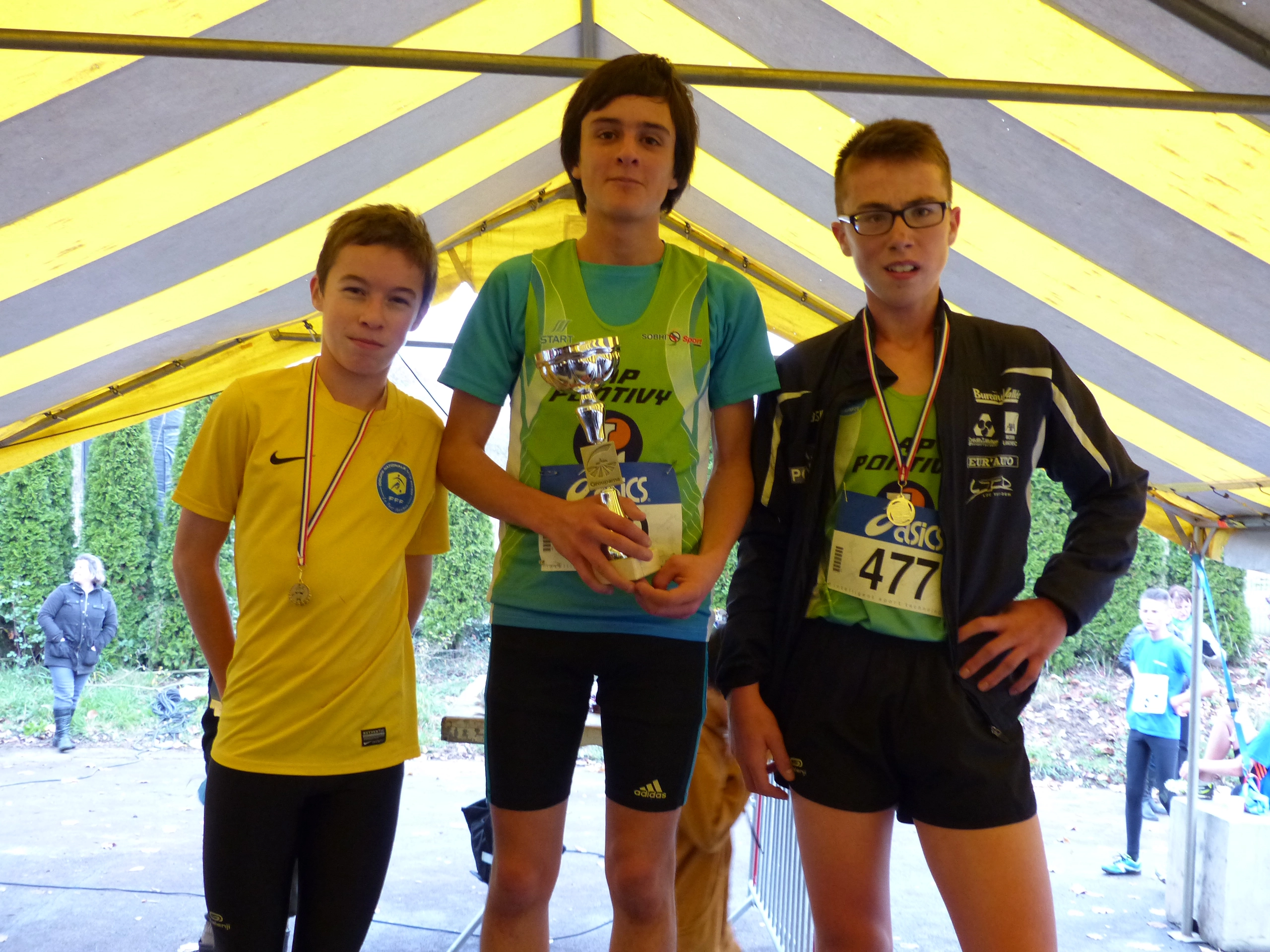 Podium jeunes cross APP14 club Athletisme Pays de Pontivy